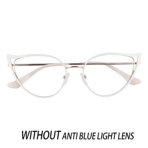 Optical Anti Blue Light Glasses Frames Women Prescription Glass Myopia Cat Eye Metal Fake Round Glasses Women's Eyewear UV400