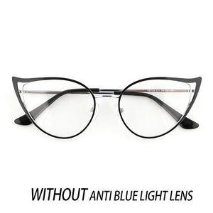 Optical Anti Blue Light Glasses Frames Women Prescription Glass Myopia Cat Eye Metal Fake Round Glasses Women's Eyewear UV400