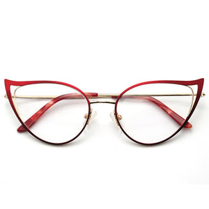 Optical Anti Blue Light Glasses Frames Women Prescription Glass Myopia Cat Eye Metal Fake Round Glasses Women's Eyewear UV400