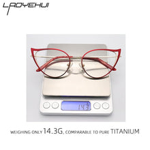 Load image into Gallery viewer, Optical Anti Blue Light Glasses Frames Women Prescription Glass Myopia Cat Eye Metal Fake Round Glasses Women&#39;s Eyewear UV400