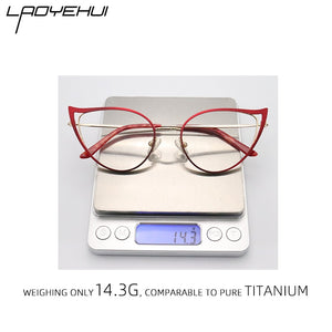 Optical Anti Blue Light Glasses Frames Women Prescription Glass Myopia Cat Eye Metal Fake Round Glasses Women's Eyewear UV400