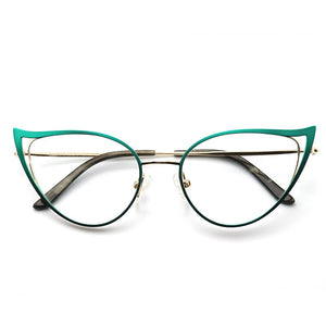 Optical Anti Blue Light Glasses Frames Women Prescription Glass Myopia Cat Eye Metal Fake Round Glasses Women's Eyewear UV400