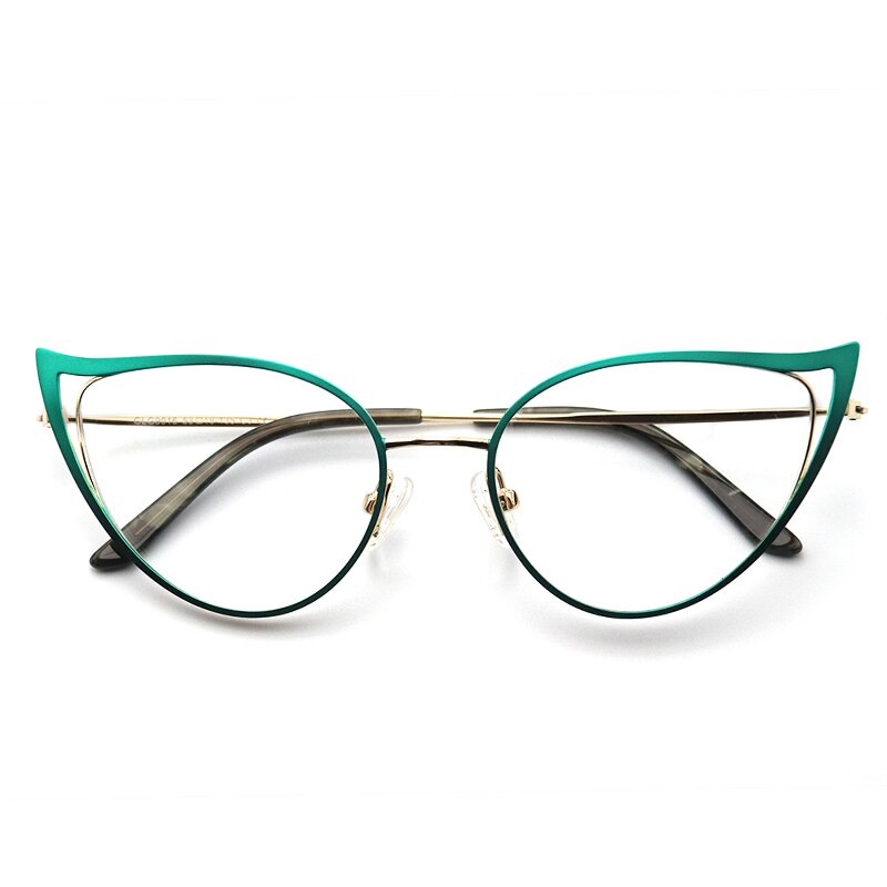 Optical Anti Blue Light Glasses Frames Women Prescription Glass Myopia Cat Eye Metal Fake Round Glasses Women's Eyewear UV400