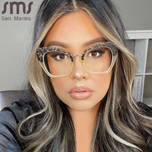 Carica l&#39;immagine nel visualizzatore di Gallery, Optical Classic Frame Square Eyeglasses Women  Cat Eye Glasses Frames  Retro Clear Myopia Frame Lady UV400