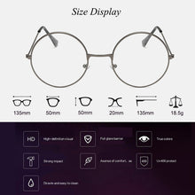 Load image into Gallery viewer, Optical Eyeglasses Anti Blue Light Eyeglasses Classic Round Metal Frame Glasses Clear Lens Eye Glasses Plain Mirror Spectacle
