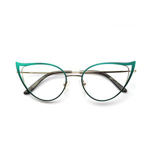 Optical Fashionable Women's Prescription Glasses Luxury Brand Fake Glasses Cat Eye Female Round Eyeglasses With Frame YINSQER