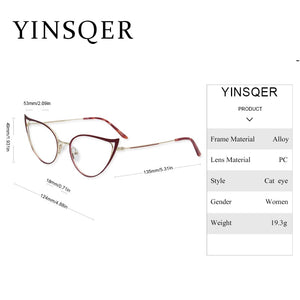 Optical Fashionable Women's Prescription Glasses Luxury Brand Fake Glasses Cat Eye Female Round Eyeglasses With Frame YINSQER