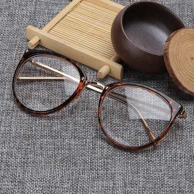 Optical Glasses Frame Women Men Round Oversized Eyeglasses Frames Metal Spectacles Clear Lenses Glasses