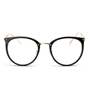 Optical Glasses Frame Women Men Round Oversized Eyeglasses Frames Metal Spectacles Clear Lenses Glasses