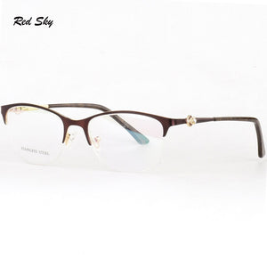 Optical Glasses Spectacle Frame Women Metal Half Frame Reading Glasses Customzied Lense Myopia Eyeglasses Prescription Glasses