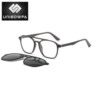 Optical Magnet Clip on Glasses Frame Men Myopia Prescription Eyeglasses Frame Male Aviation Polarized Magnet Clip On Sunglasses