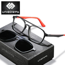 Load image into Gallery viewer, Optical Magnet Clip on Glasses Frame Men Myopia Prescription Eyeglasses Frame Male Aviation Polarized Magnet Clip On Sunglasses