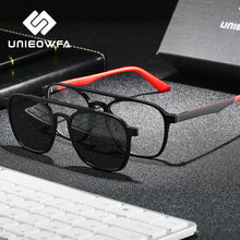 Load image into Gallery viewer, Optical Magnet Clip on Glasses Frame Men Myopia Prescription Eyeglasses Frame Male Aviation Polarized Magnet Clip On Sunglasses