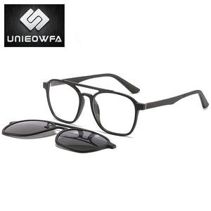 Optical Magnet Clip on Glasses Frame Men Myopia Prescription Eyeglasses Frame Male Aviation Polarized Magnet Clip On Sunglasses