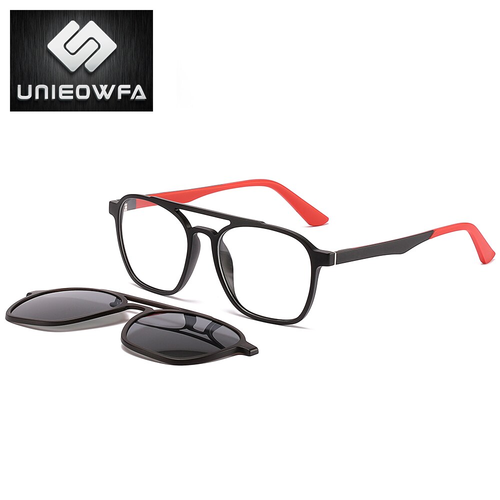 Optical Magnet Clip on Glasses Frame Men Myopia Prescription Eyeglasses Frame Male Aviation Polarized Magnet Clip On Sunglasses