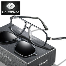 Load image into Gallery viewer, Optical Magnetic Clip on Glasses Frame Men Clear Prescription Myopia Eyeglasses Frame Polarized Magnet Clip Sunglasses Men Brand