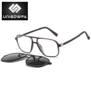 Optical Magnetic Clip on Glasses Frame Men Clear Prescription Myopia Eyeglasses Frame Polarized Magnet Clip Sunglasses Men Brand