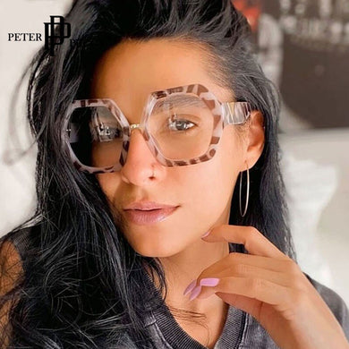 Optical Transparent Glasses Women Big Spectacles Frame Leopard Prescription Myopia Frames Glasses Women