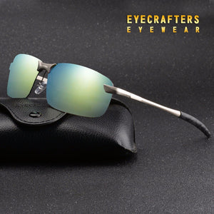 Orange Mens UV400 Polarized Sunglasses Sports Driving Mirrored Sunglasses Rimless Metal Glasses Eyewear 3043DM