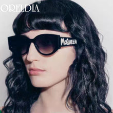 Load image into Gallery viewer, Oreldia Oval Letter Logo Sunglasses Women Man Retro Brand Designer Wide Leg Beige Female Sunglass UV400 Driving Shades