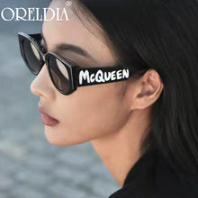 Load image into Gallery viewer, Oreldia Oval Letter Logo Sunglasses Women Man Retro Brand Designer Wide Leg Beige Female Sunglass UV400 Driving Shades