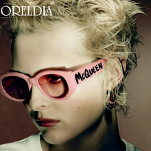 Load image into Gallery viewer, Oreldia Oval Letter Logo Sunglasses Women Man Retro Brand Designer Wide Leg Beige Female Sunglass UV400 Driving Shades
