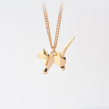 Carica l&#39;immagine nel visualizzatore di Gallery, Origami Cat Kitty Dog Silhouette Pendant Necklace For Women Men Rose Gold Silver Black Minimalist Creative Animal Jewelry Gift