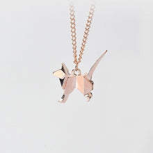 Carica l&#39;immagine nel visualizzatore di Gallery, Origami Cat Kitty Dog Silhouette Pendant Necklace For Women Men Rose Gold Silver Black Minimalist Creative Animal Jewelry Gift