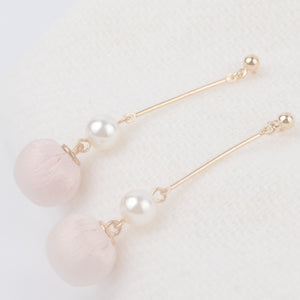 Original 2018 long sweet earrings lady pearl cloth art earrings gold tassel korean earrings ER018009