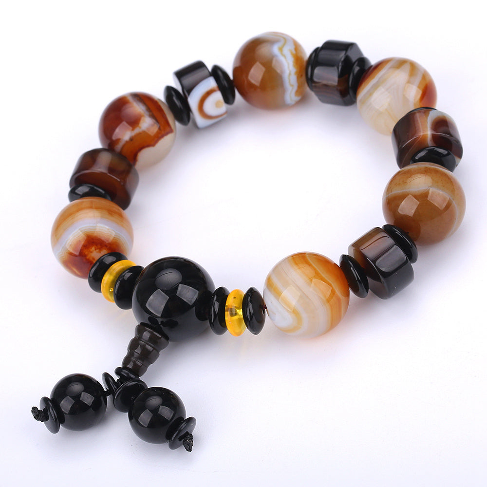 Original Bracelets Men Fashion Lucky Beads Natural Gr Agate Jewelry Vintage Charm Round Beads Bracelets Jewelry For men Gift