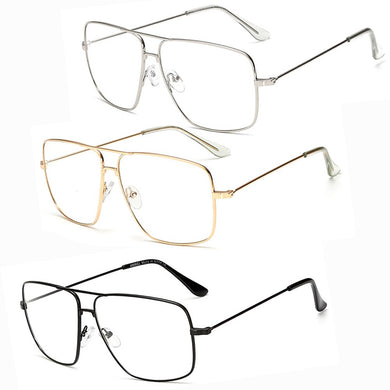 Original Fashion Oculos Metal Oversized Square Eye Glasses Frame Women Vintage Ladies Sunglasses Men Transparent Eyewear