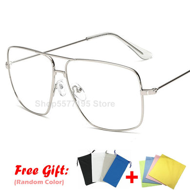 Original  Oculos Metal Oversized Square Eye Glasses Frame Women Vintage Ladies Sunglasses Men Transparent Eyewear 2020