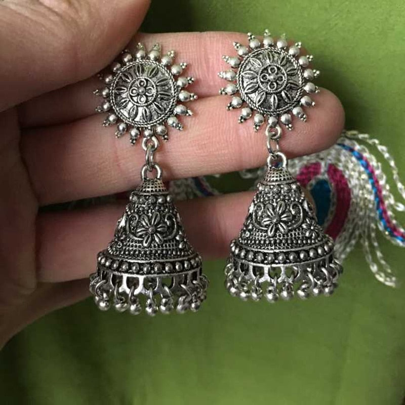 Original India Middle East Thailand Birdcage Ear Studs. Handmade Ancient Large Birdcage Hippie Tribal Jewelry Silver India Egyp