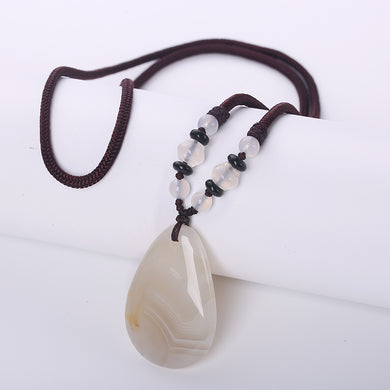 Collana originale in agata naturale con pendente a goccia d'acqua, catena lunga, collana con ciondolo in boemia, con ciondoli in onice Reiki, regalo di gioielleria raffinata 