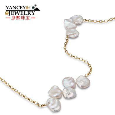 Original design Fashions Strong Gloss Flawless Baroque pearl necklace, G9k gold chain 90CM Long necklace, Bohemia