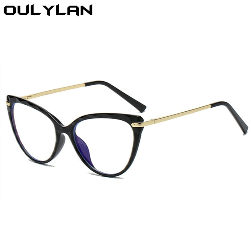 Oulylan Blue Light Blocking Eyeglasses Frames Women Sexy Cat Eye Glasses Frame Clear Optical Lens Computer Eyewear for Ladies