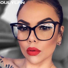 Load image into Gallery viewer, Oulylan Cat Eye Glasses Frame Women  Anti Blue Light Spectacle Frames Vintage Optical Transparent Fake Eyeglasses