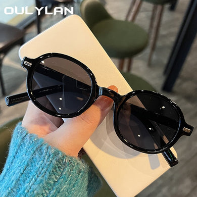 Oulylan Classic Oval Black Sunglasses for Women Trendy Round Sun Glasses Men Outdoors Driving Goggles Gradient Eyewear UV400