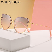 Load image into Gallery viewer, Oulylan Cutting Lens Sunglasses Women Brand Designer Gradient Shades Sun Glasses Ladies Vintage Metal Blue Pink Eyeglasses UV400