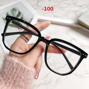 Oulylan Finished Myopia Glasses Women Men Oversized Square Myopia Eyeewar Prescription Glasses for Sight Minus -1.0 1.5 to -6