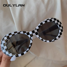 Load image into Gallery viewer, Oulylan Kurt Cobain Glasses Men Oval Sunglasses for Women Vintage Retro Sunglass Female Male Plaid Printing Eyewear UV400