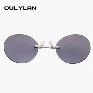 Oulylan Matrix Morpheus Round Rimless Sunglasses Men Classic Clamp Nose Sun Glasses Mens Mini Frameless Brand Design Glasses