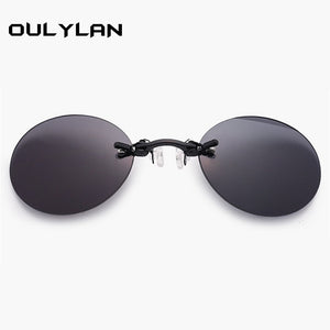 Oulylan Matrix Morpheus Round Rimless Sunglasses Men Classic Clamp Nose Sun Glasses Mens Mini Frameless Brand Design Glasses