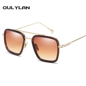 Oulylan Men Steampunk Sunglasses Tony Stark Iron Man Sunglass Retro Vintage Steam Punk Sun Glasses UV400