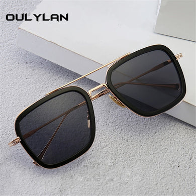 Oulylan Occhiali da sole Steampunk da uomo Tony Stark Iron Man Occhiali da sole Retro Vintage Steam Punk Occhiali da sole UV400 