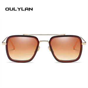 Oulylan Men Steampunk Sunglasses Tony Stark Iron Man Sunglass Retro Vintage Steam Punk Sun Glasses UV400