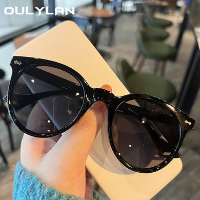 Oulylan Black Round Women's Sunglasses Vintage Brand Designer Sun Glasses for Men Black Eyewear Outdoors Driving Eyeglasses