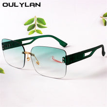 Load image into Gallery viewer, Oulylan Rectangular Frameless Sunglasses Women 2023  Gradient Green Sun Glasses Ladies Design Hollow Temples Eyewear UV400