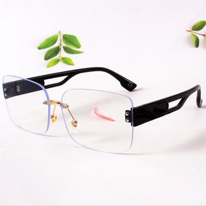 Oulylan Rectangular Frameless Sunglasses Women 2023  Gradient Green Sun Glasses Ladies Design Hollow Temples Eyewear UV400