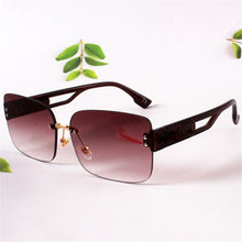 Load image into Gallery viewer, Oulylan Rectangular Frameless Sunglasses Women 2023  Gradient Green Sun Glasses Ladies Design Hollow Temples Eyewear UV400